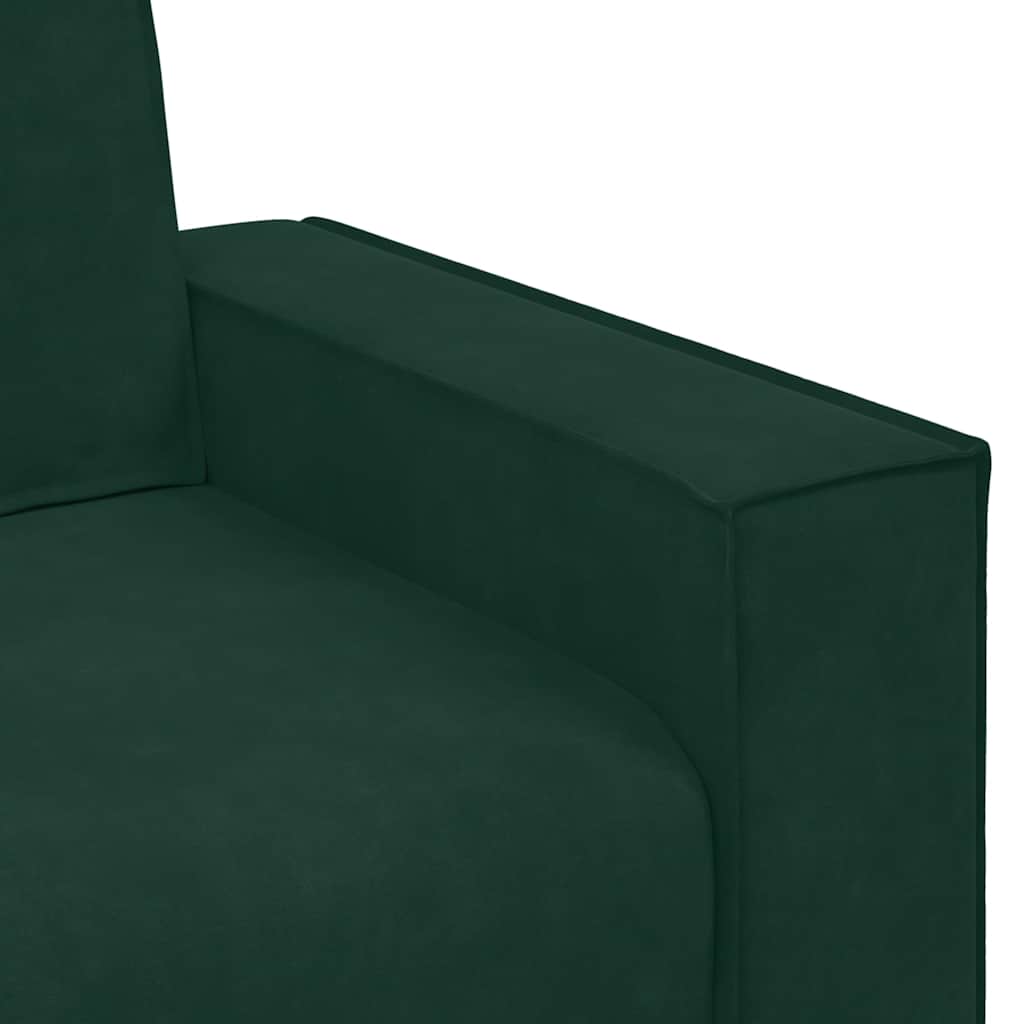 sofasæt 3 dele med hynder velour mørkegrøn