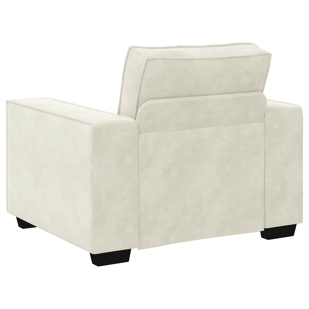 sofasæt 3 dele med hynder velour cremefarvet