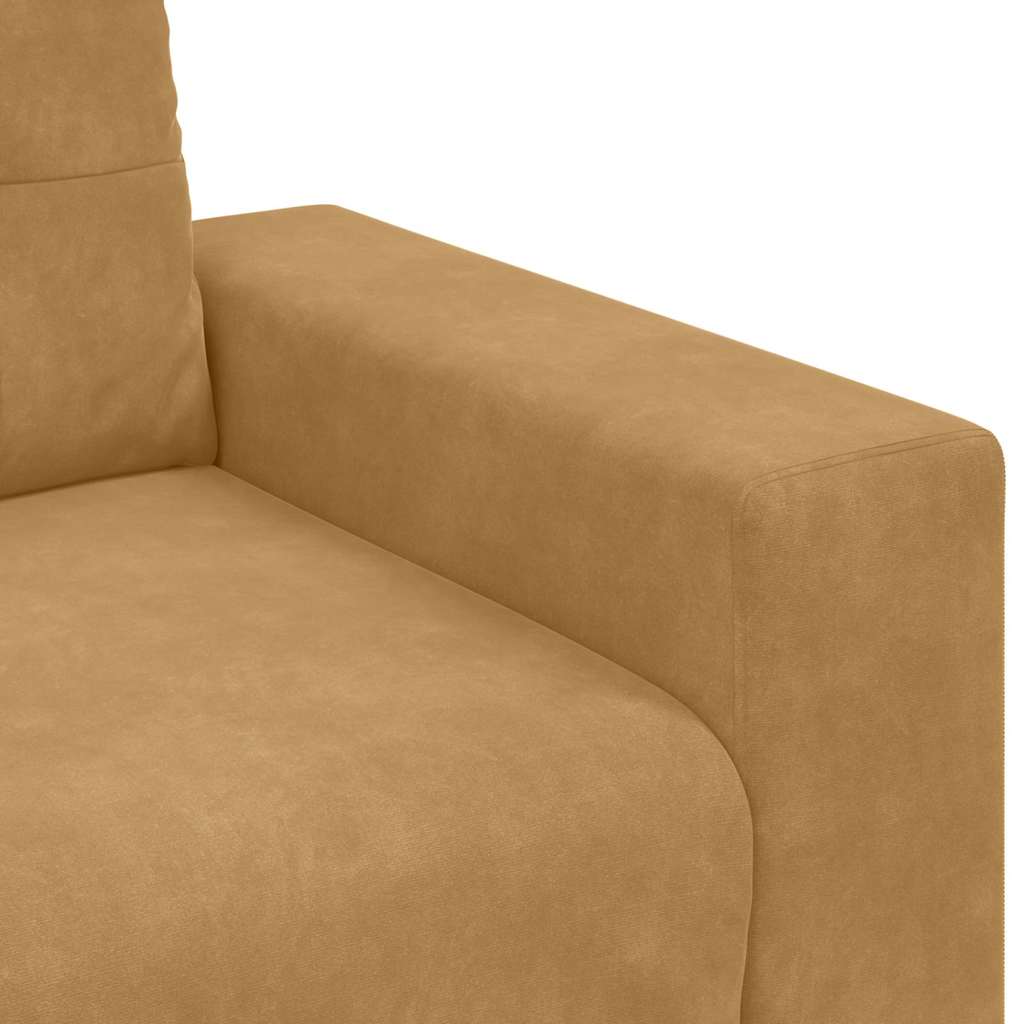 Sofa Sæt 3 stk. Brun Fløjl