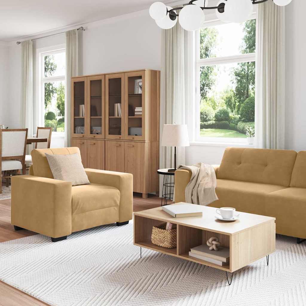 Sofa Sæt 3 stk. Brun Fløjl
