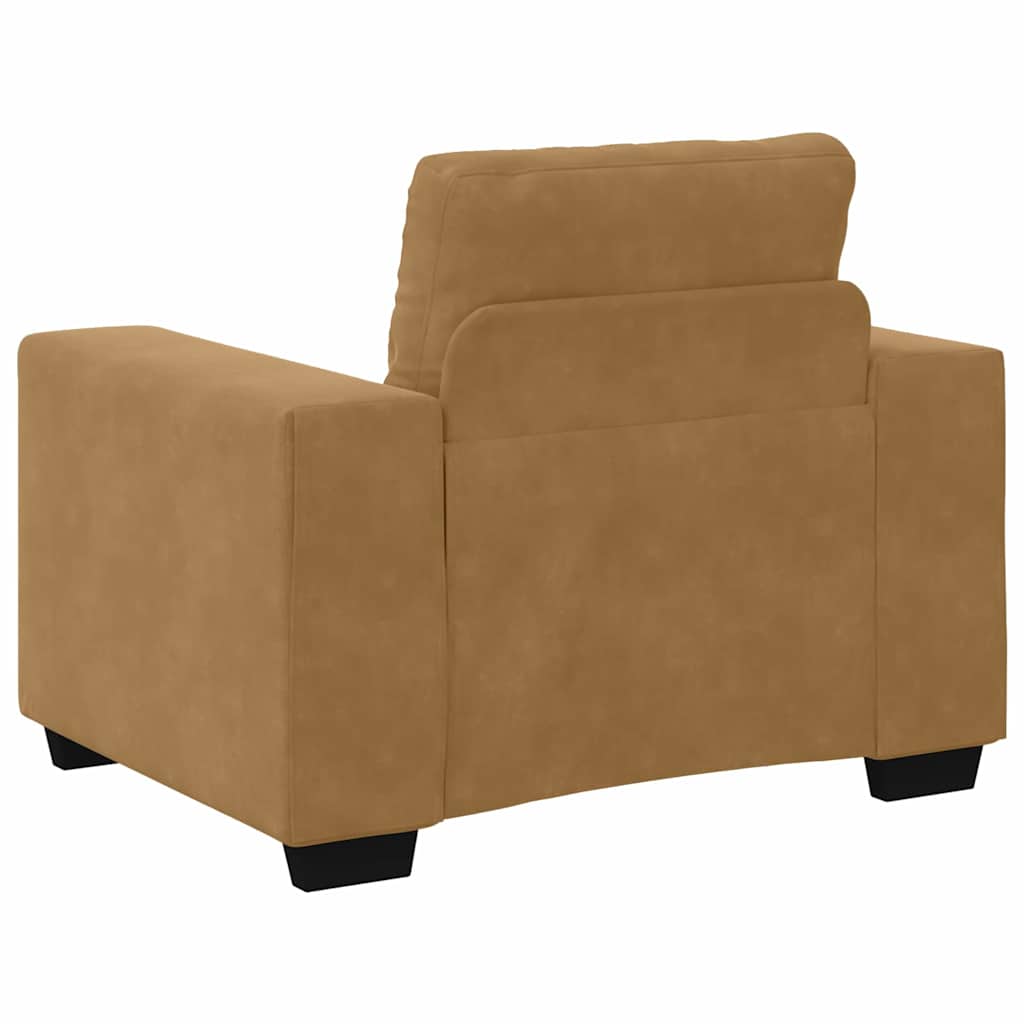 Sofa Sæt 3 stk. Brun Fløjl