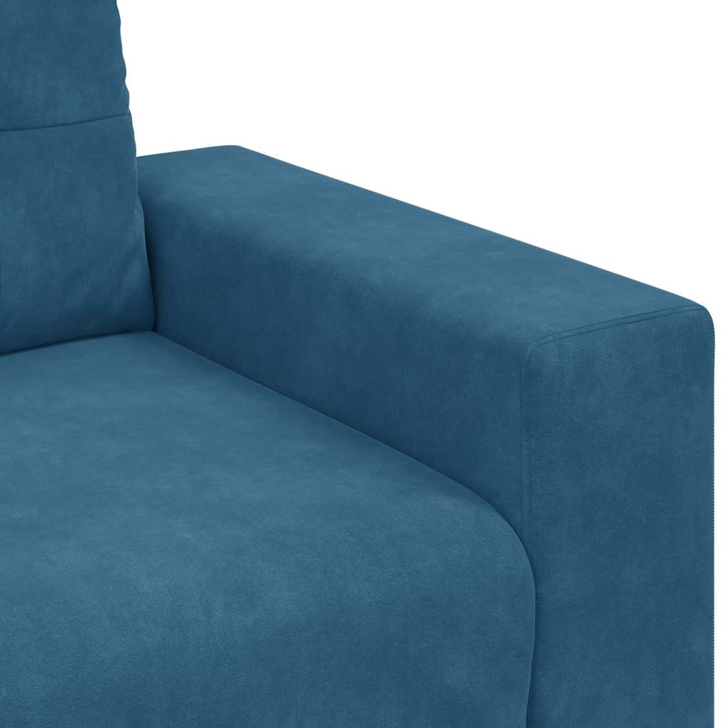 Sofa Sæt 3 stk. Blå Fløjl