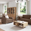 Sofa 3 stk. Brun Linned-blandet stof