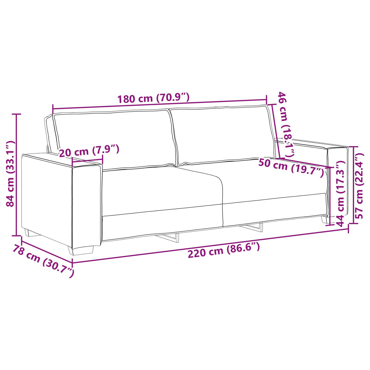 Sofa 2 stk. Beige Linned-blandet stof