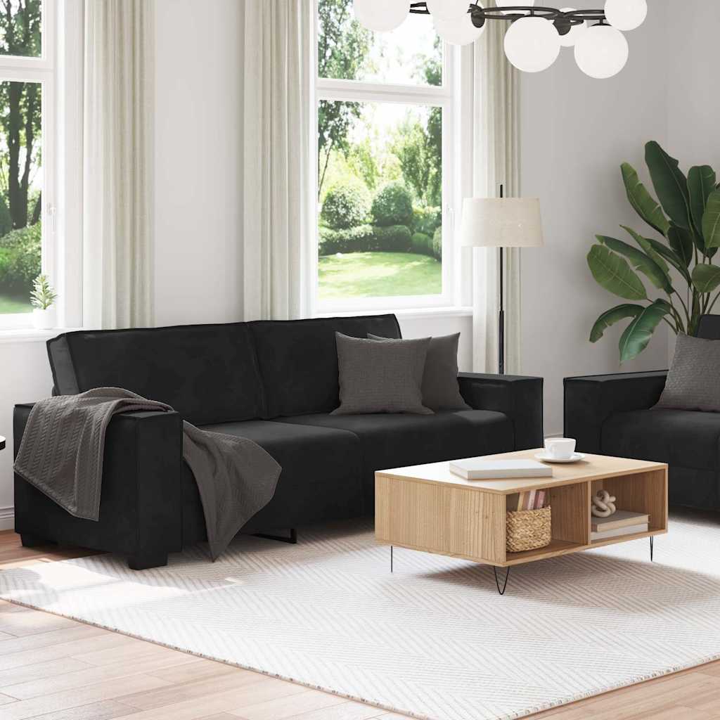 sofasæt 2 dele med hynder velour sort