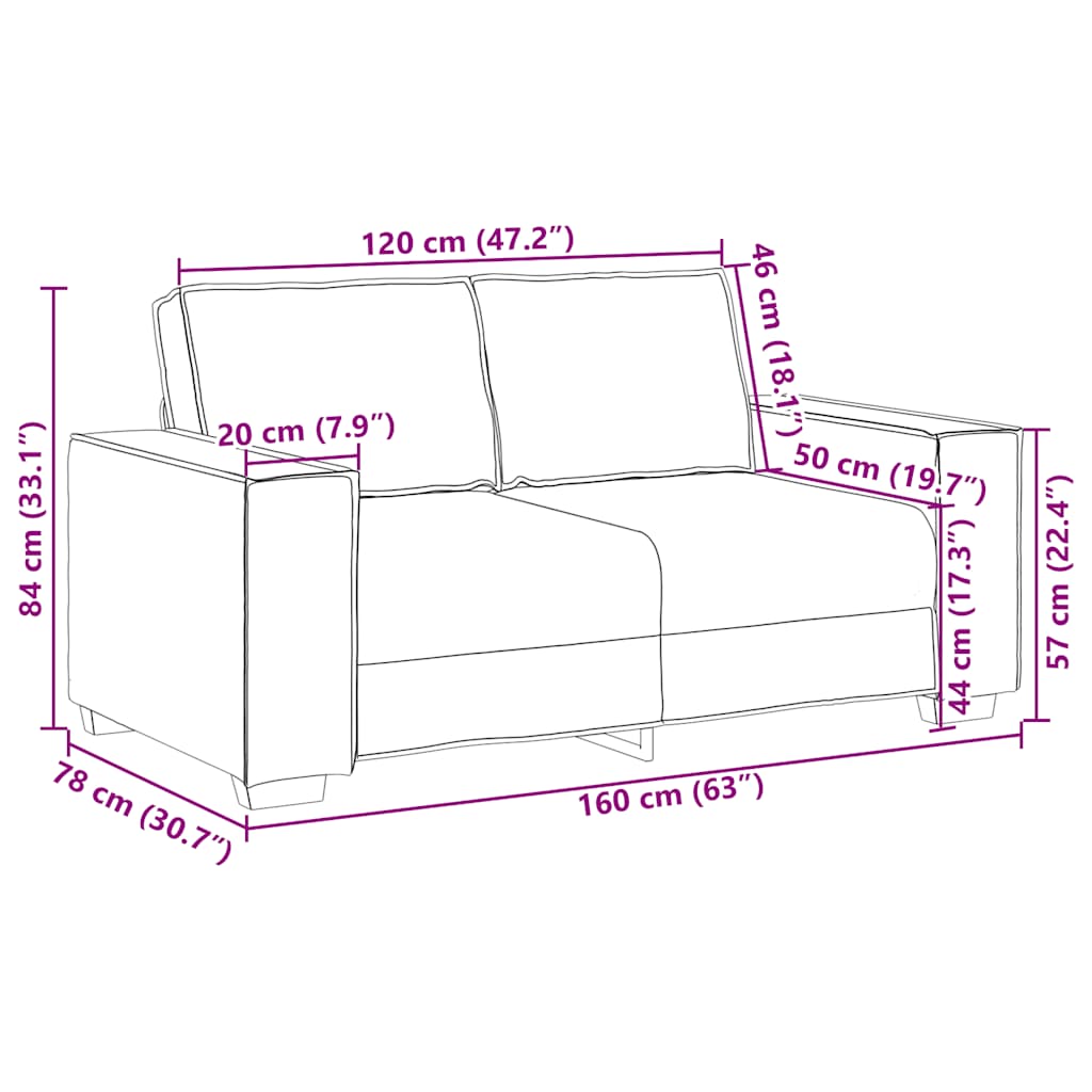 sofasæt 2 dele med hynder velour sort