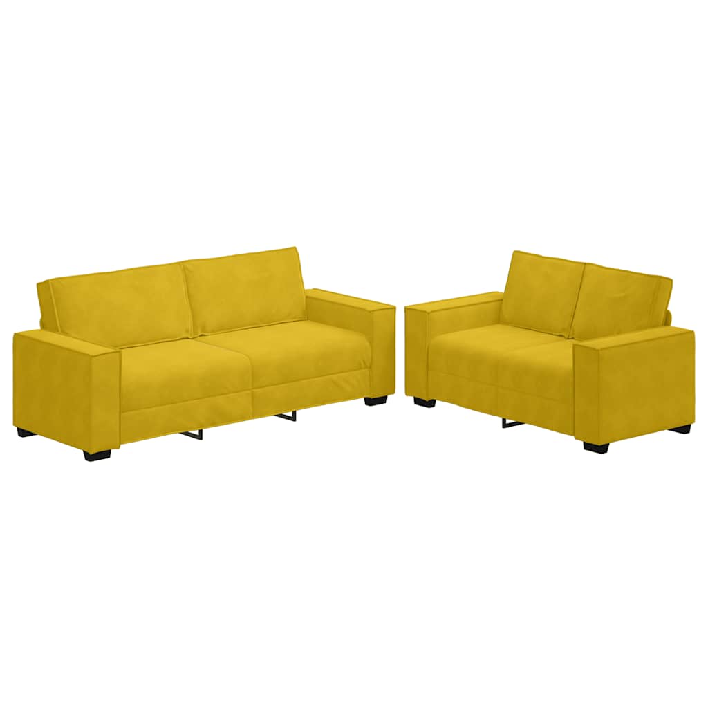 sofasæt 2 dele med hynder velour gul