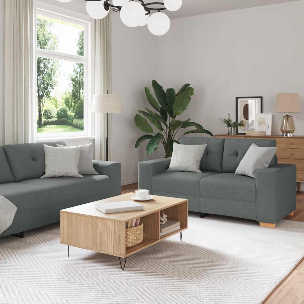 2-delt sofasæt med hynder mørkegråt stof