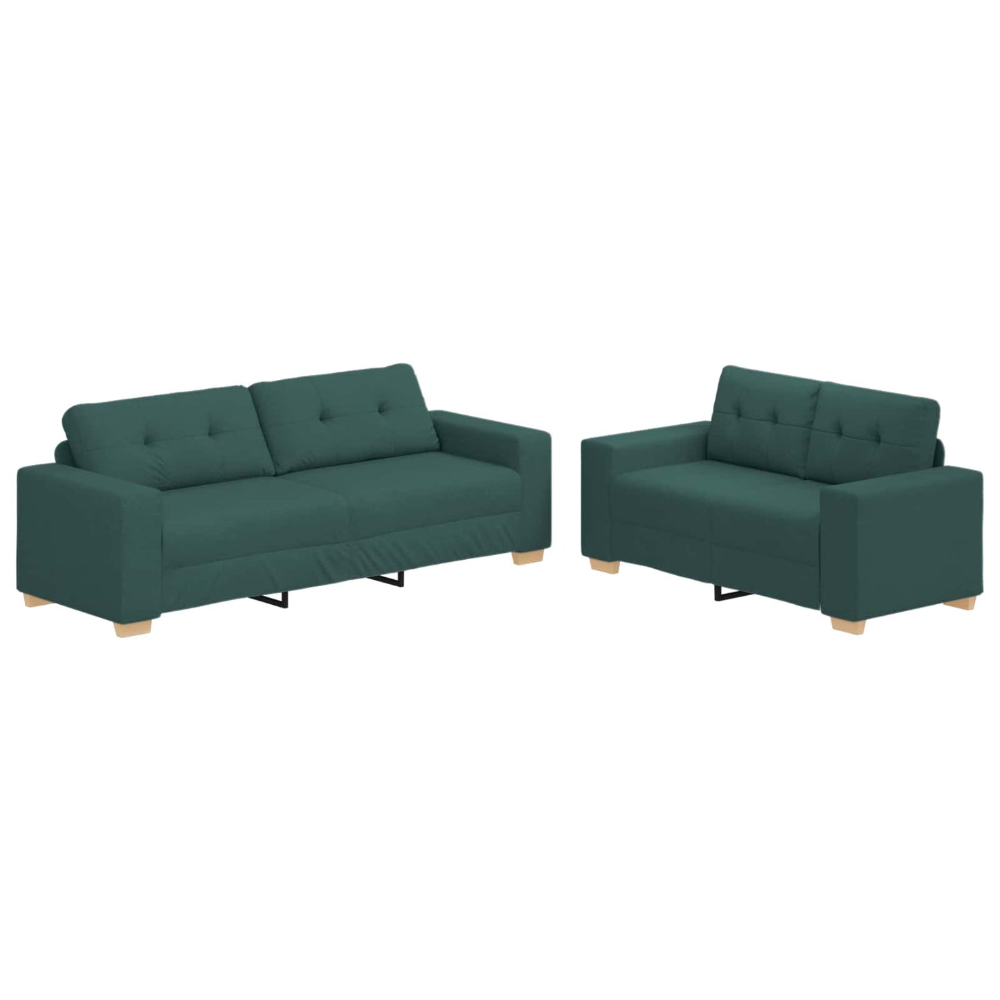 Sofa 2 stk. Mørkegrøn Linned-blandet stof