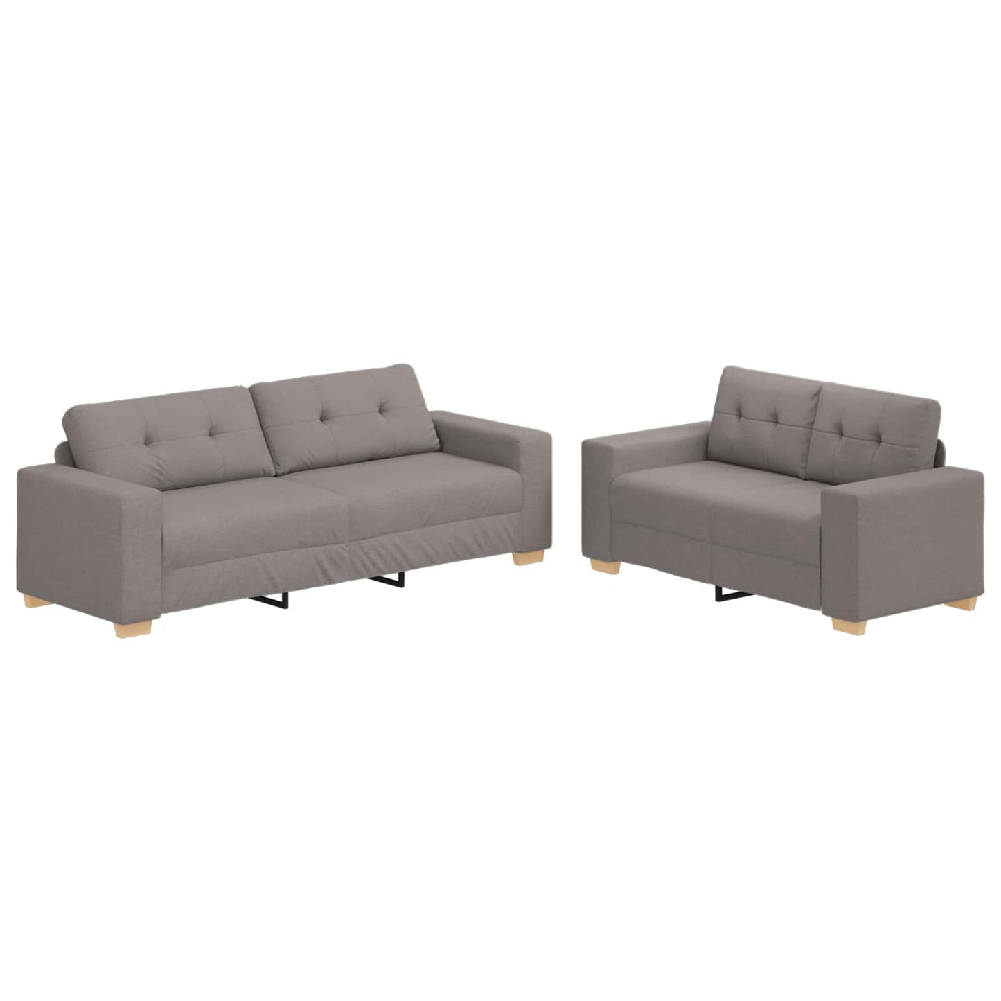 Sofa 2 stk. Gråbrun Linned-blandet stof