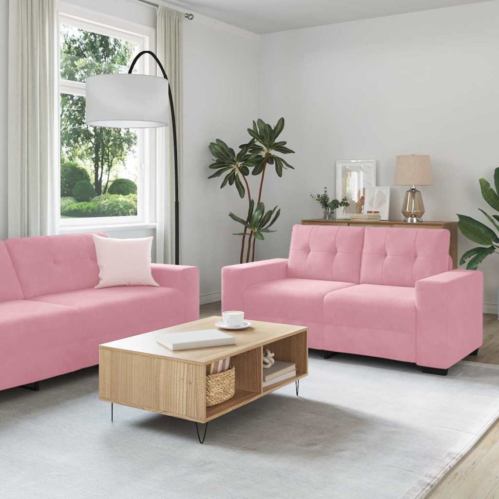 Sofa 2 stk. Lyserød Fløjl