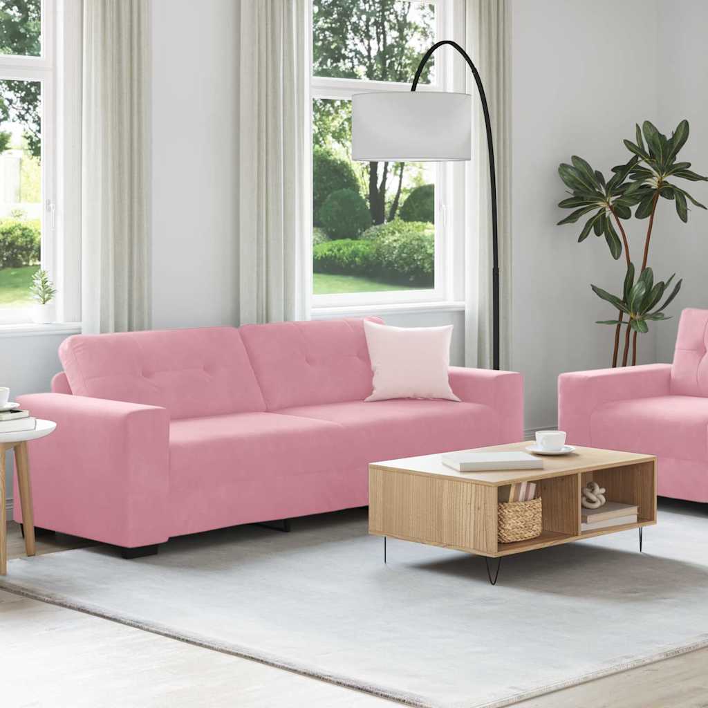 Sofa 2 stk. Lyserød Fløjl