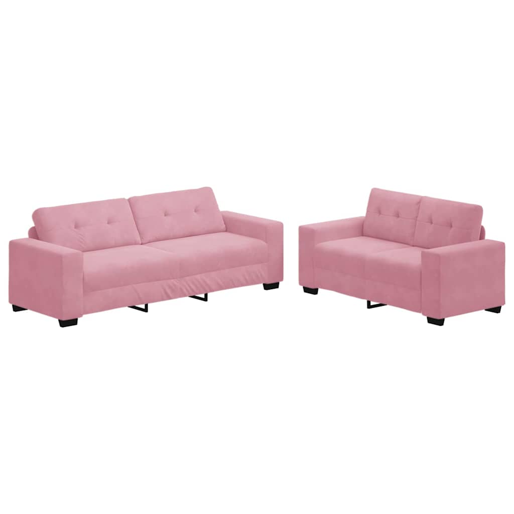 Sofa 2 stk. Lyserød Fløjl