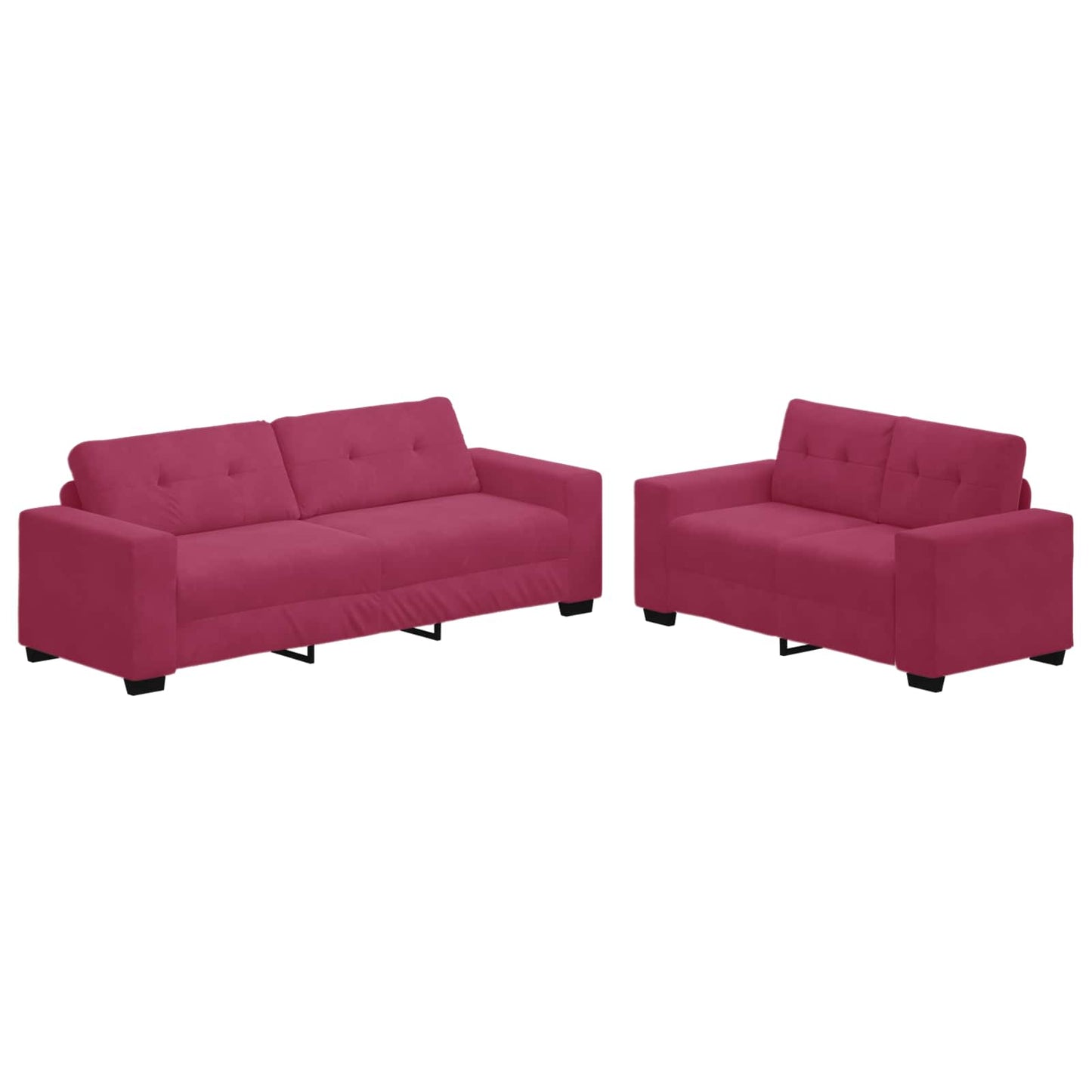 Sofa 2 stk. Vinrød Fløjl