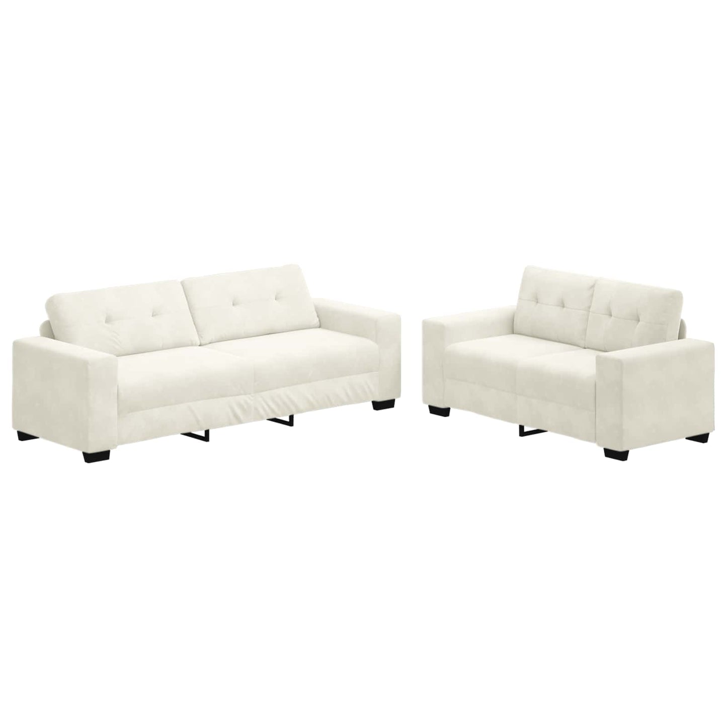 Sofa 2 stk. Cremefarvet Fløjl