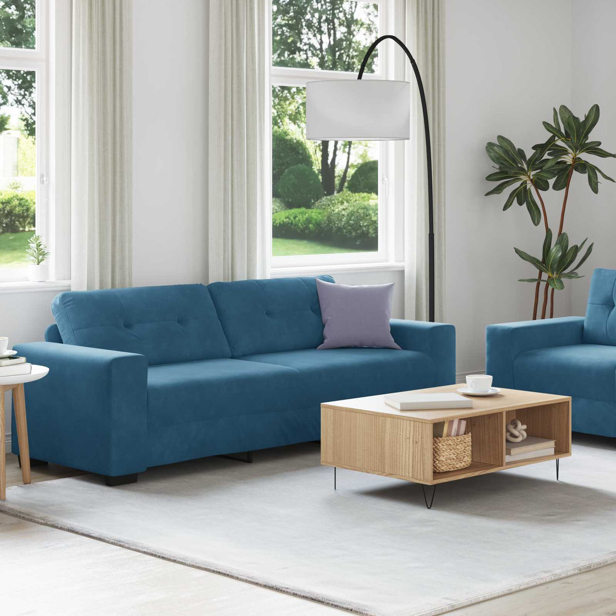 Sofa 2 stk. Blå Fløjl