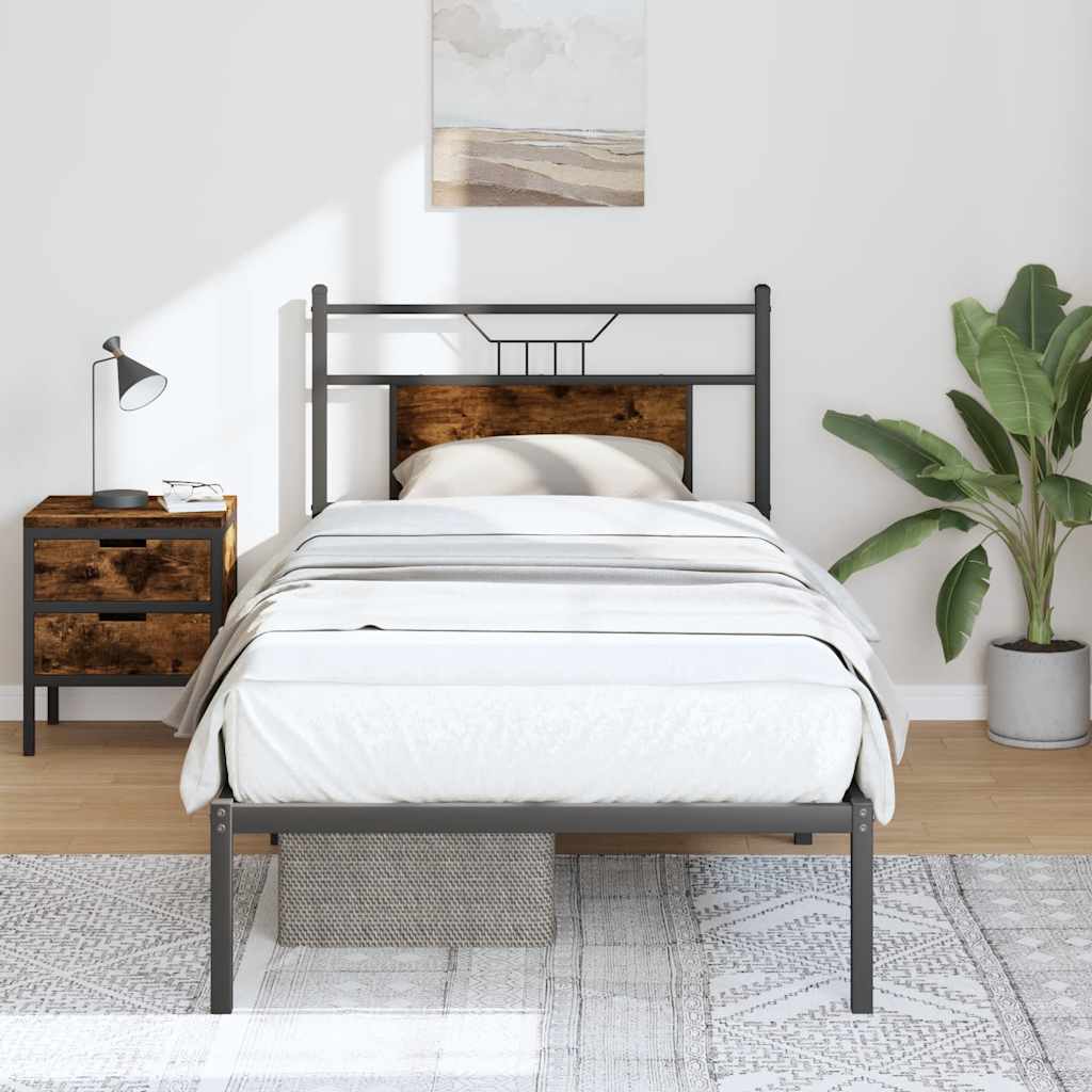 sengeramme 90x190 cm uden madras konstrueret træ røget eg