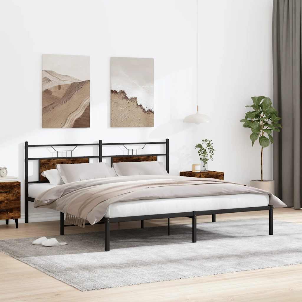 sengeramme uden madras 183x203 cm konstrueret træ røget eg