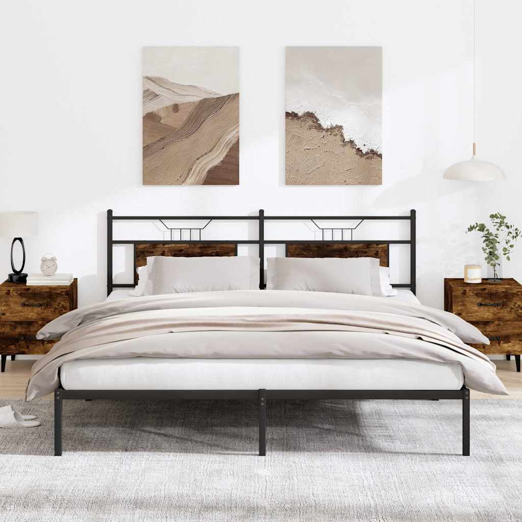 sengeramme uden madras 183x203 cm konstrueret træ røget eg