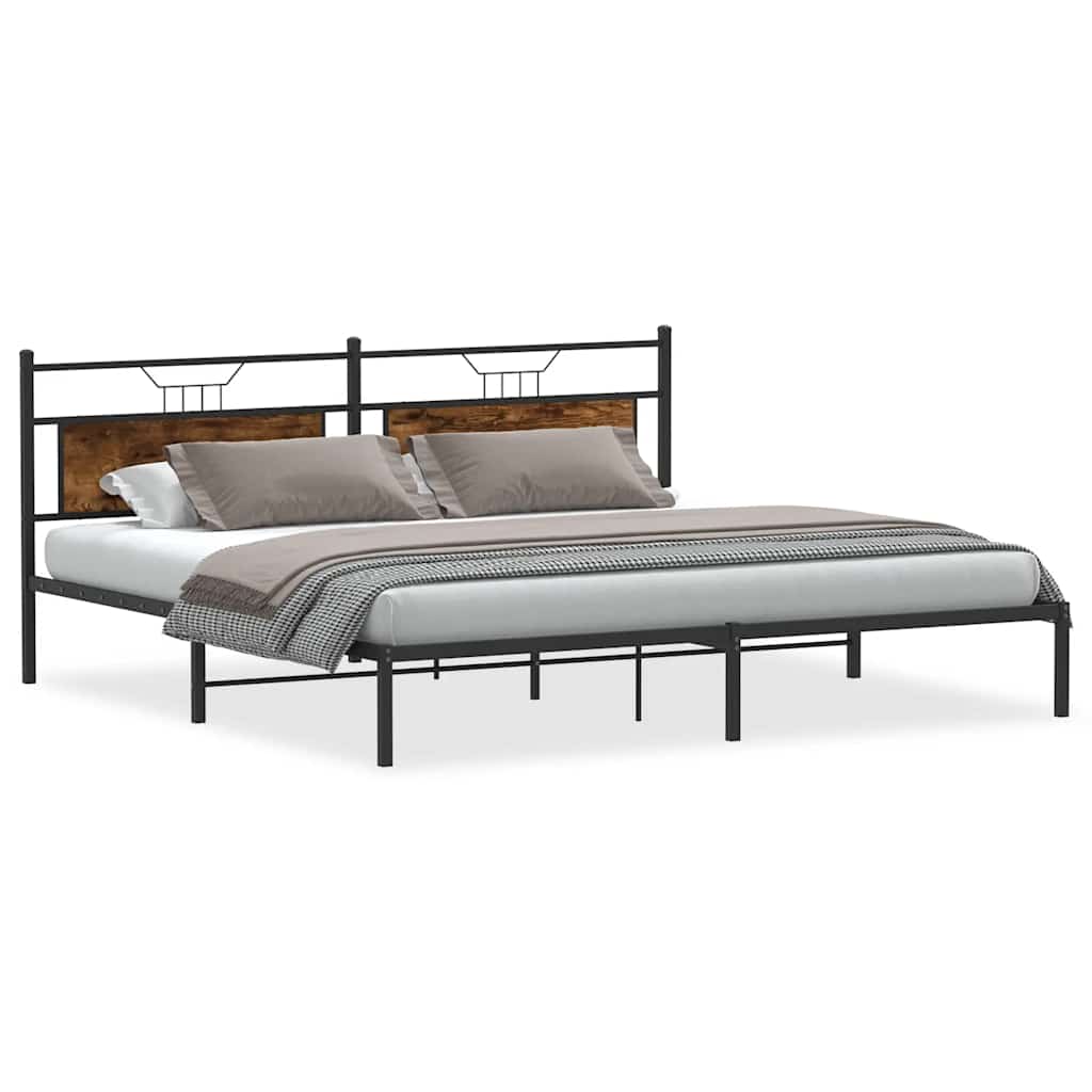 sengeramme uden madras 193x203 cm konstrueret træ røget eg