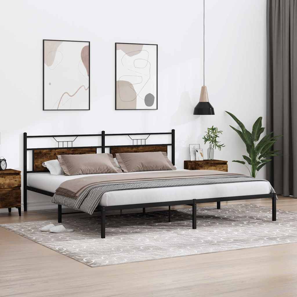 sengeramme uden madras 193x203 cm konstrueret træ røget eg