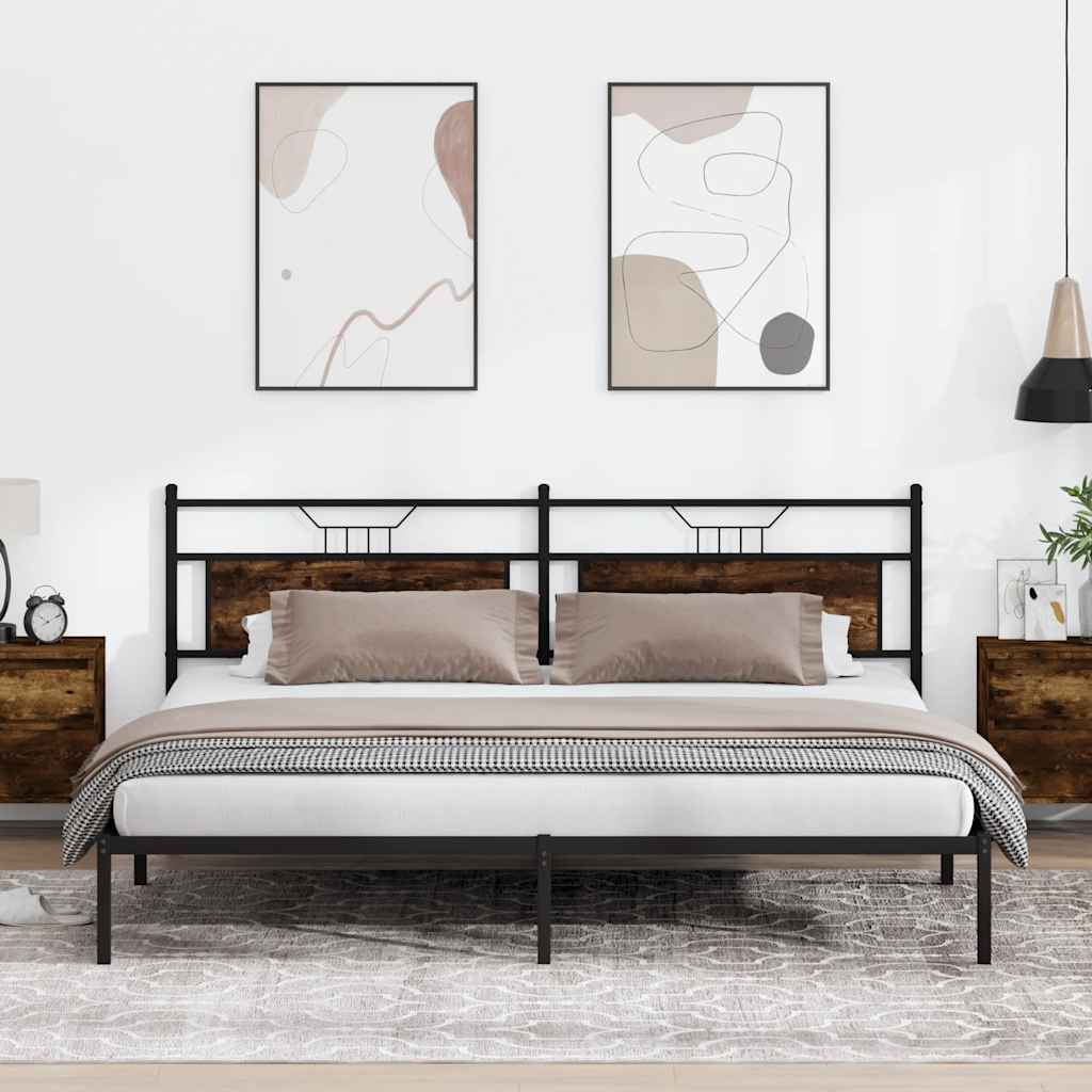 sengeramme uden madras 193x203 cm konstrueret træ røget eg