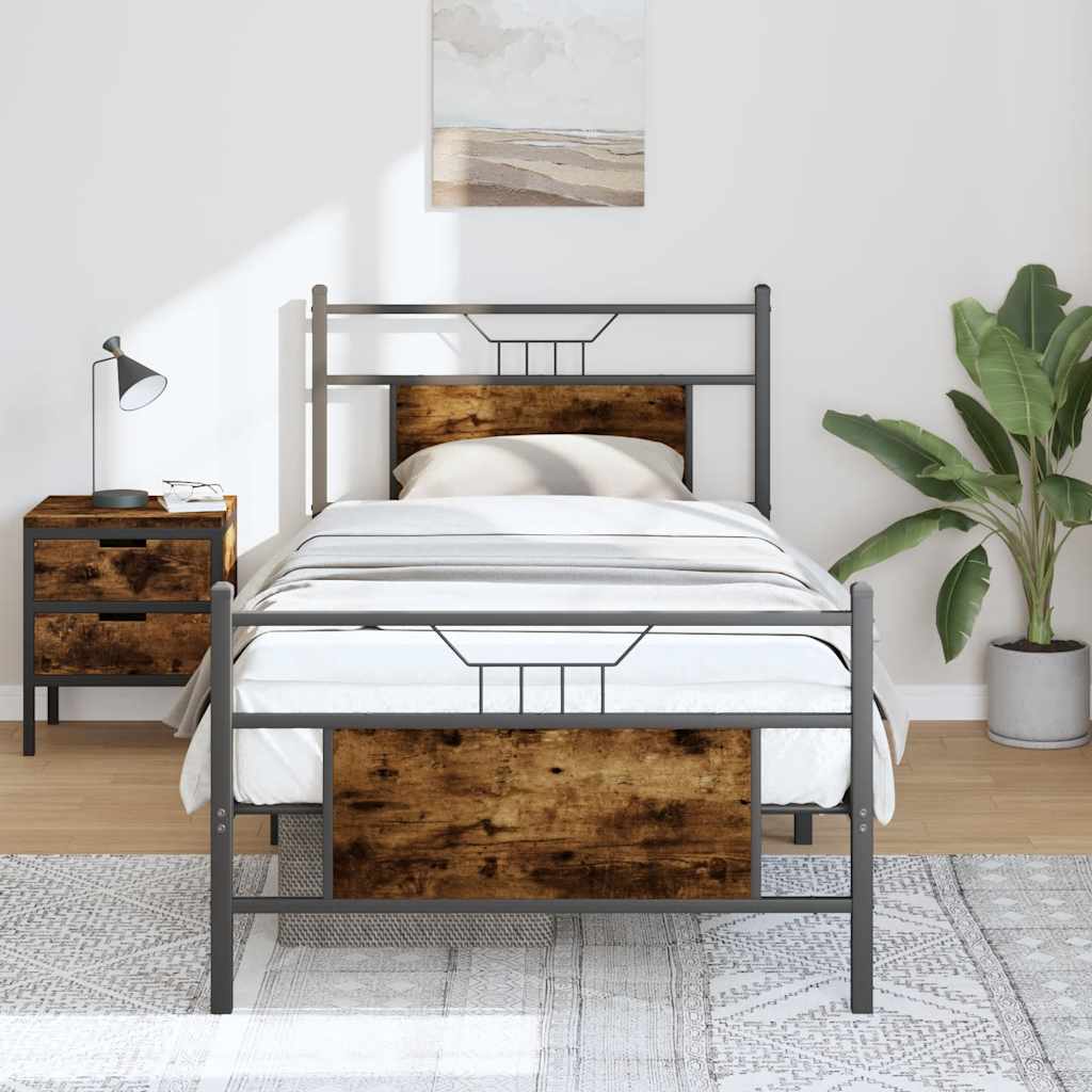 sengeramme 75x190 cm uden madras konstrueret træ røget eg
