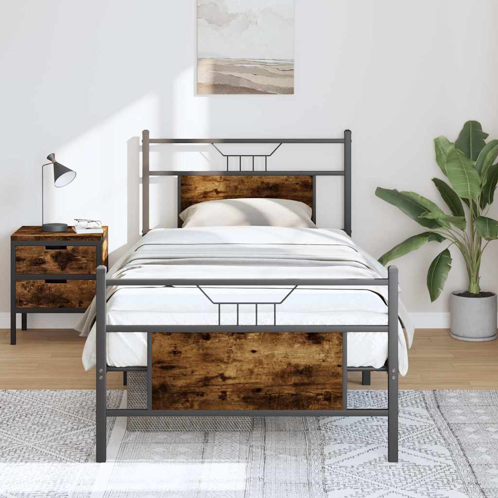 sengeramme 80x200 cm uden madras konstrueret træ røget eg