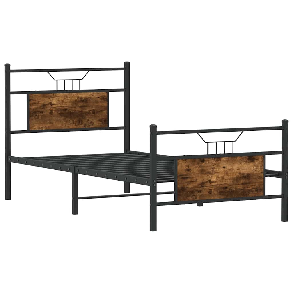 sengeramme 90x200 cm uden madras konstrueret træ røget eg