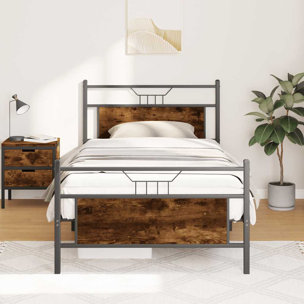 sengeramme 100x190 cm uden madras konstrueret træ røget eg