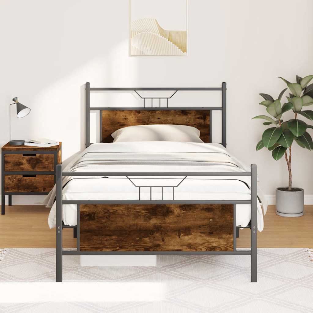 sengeramme 100x200 cm uden madras konstrueret træ røget eg