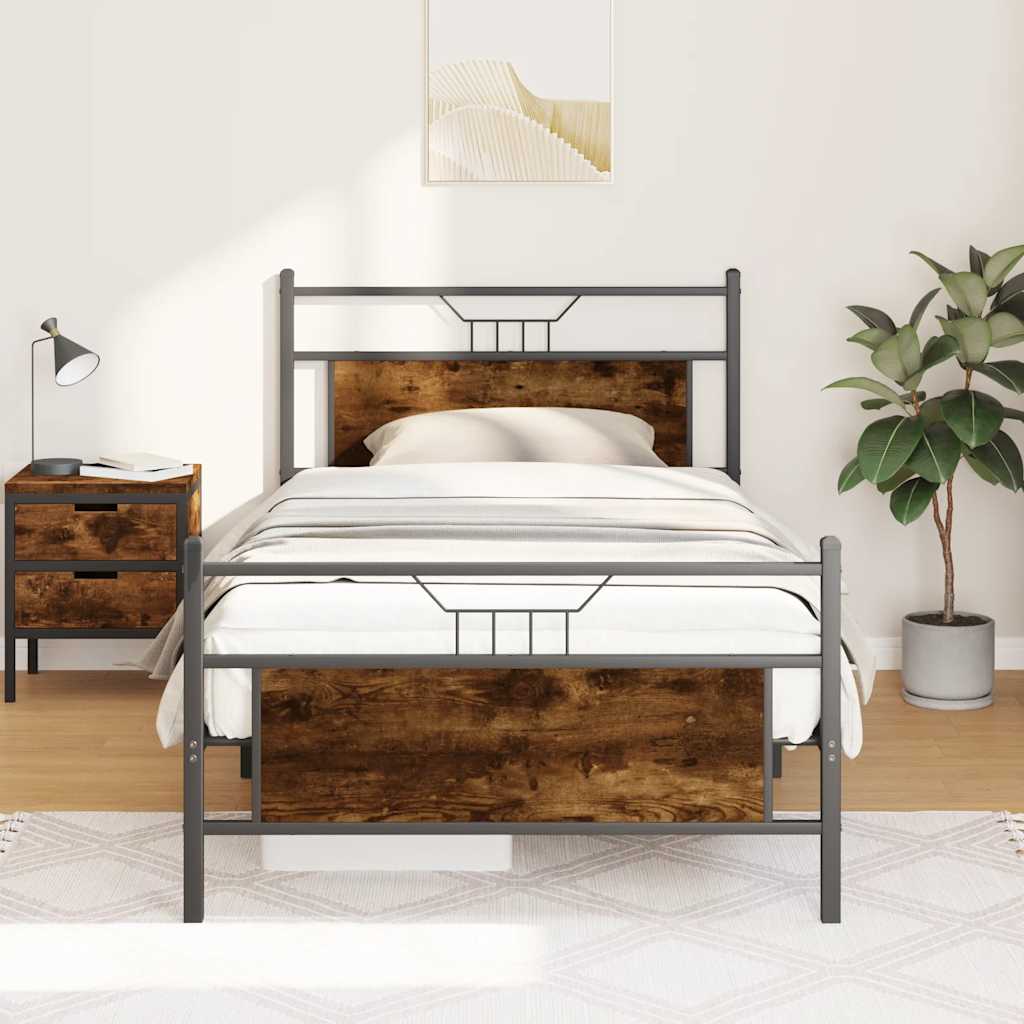 sengeramme uden madras 107x203 cm konstrueret træ røget eg