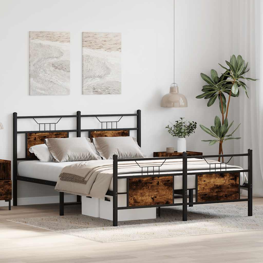 sengeramme 137x190 cm uden madras konstrueret træ røget eg