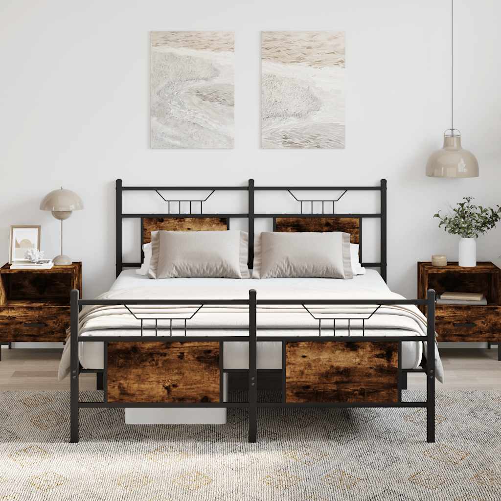 sengeramme 140x190 cm uden madras konstrueret træ røget eg