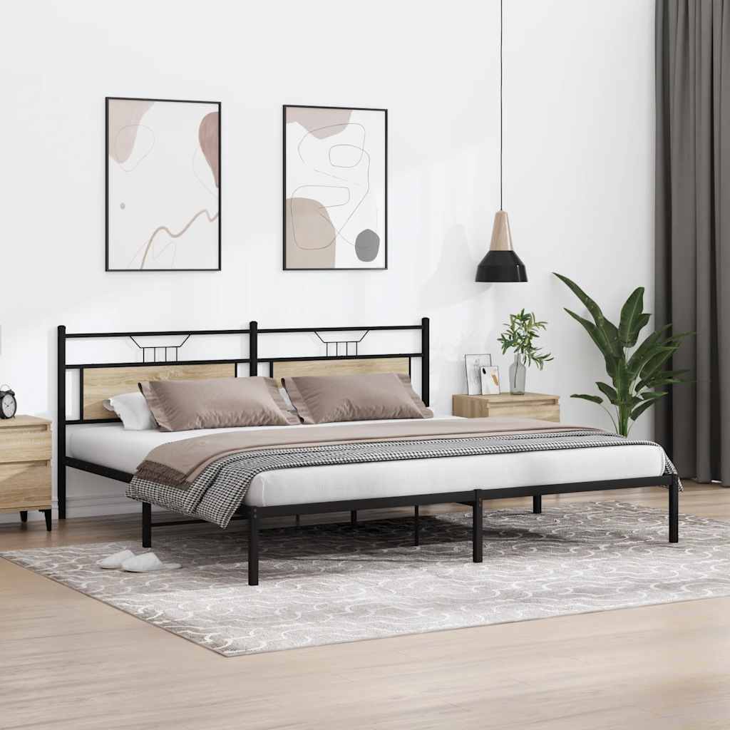 sengeramme uden madras 193x203 cm konstrueret træ sonoma-eg