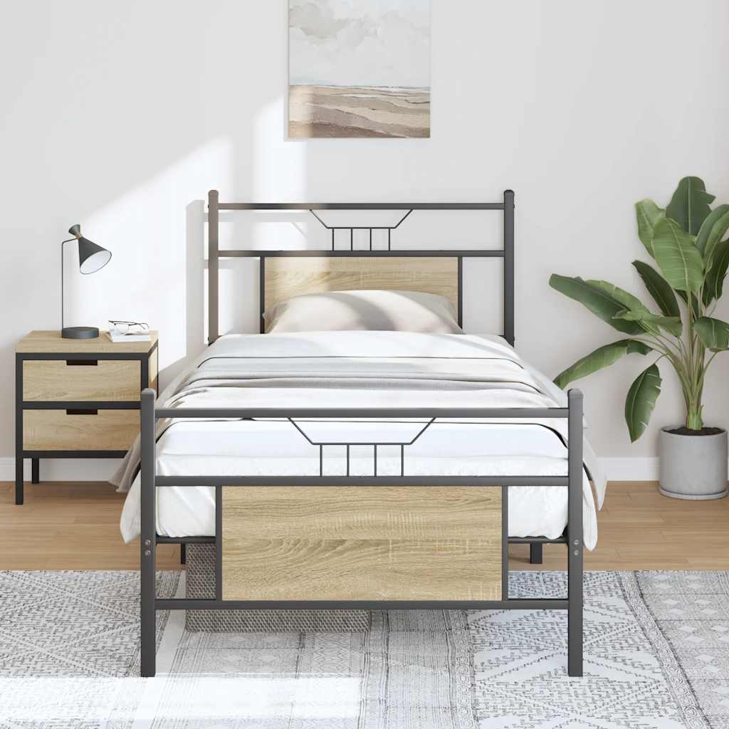 sengeramme 90x190 cm uden madras konstrueret træ sonoma-eg