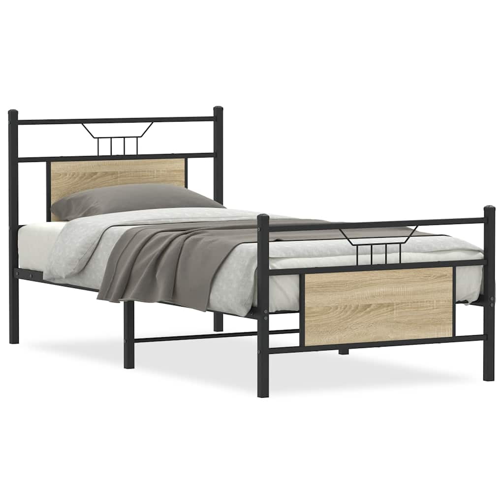 sengeramme 90x200 cm uden madras konstrueret træ sonoma-eg