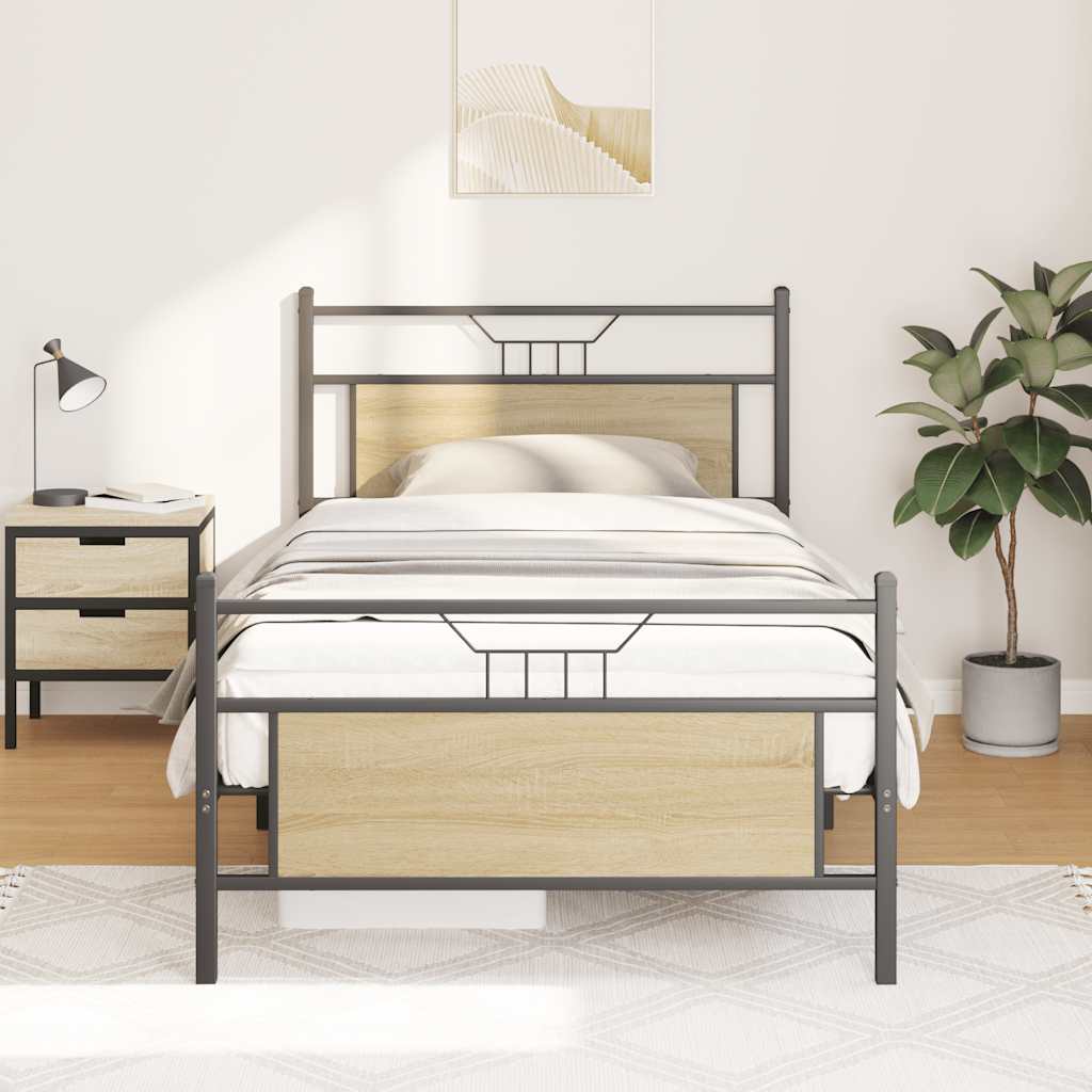 sengeramme 100x190 cm uden madras konstrueret træ sonoma-eg