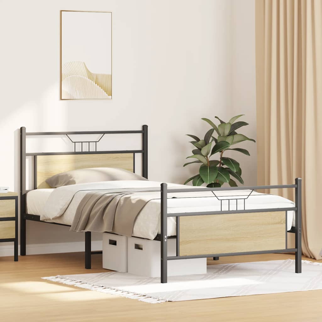 sengeramme 100x190 cm uden madras konstrueret træ sonoma-eg