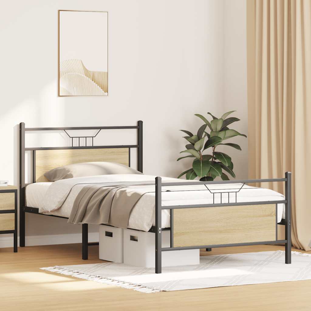sengeramme uden madras 107x203 cm konstrueret træ sonoma-eg