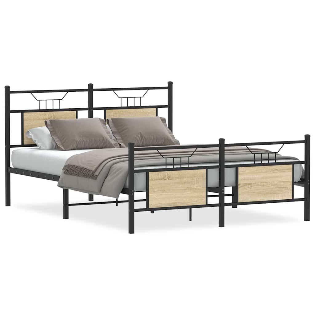 sengeramme 137x190 cm uden madras konstrueret træ sonoma-eg
