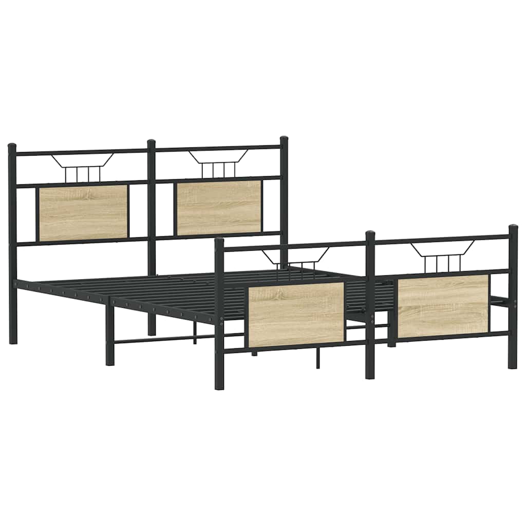 sengeramme 137x190 cm uden madras konstrueret træ sonoma-eg