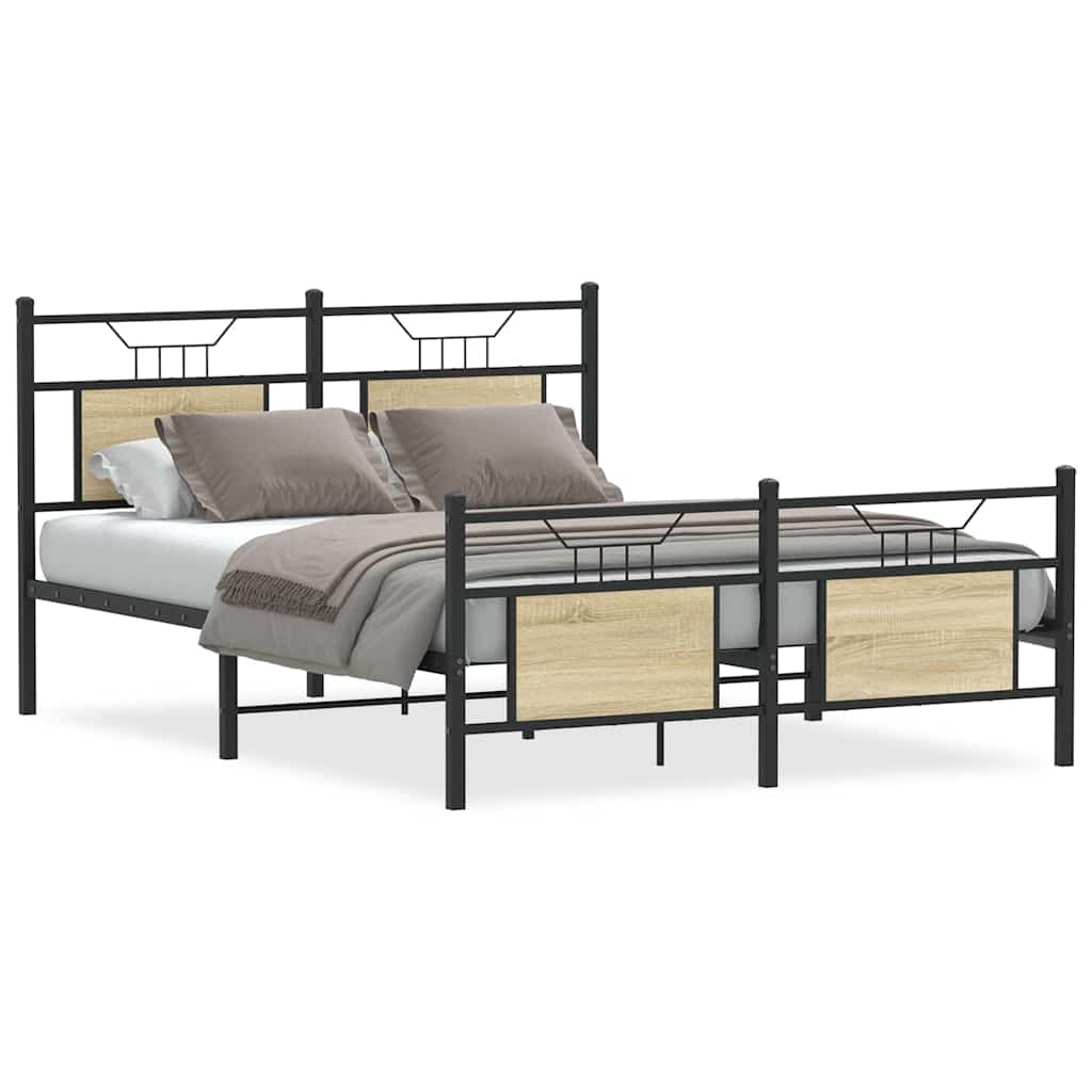 sengeramme 140x190 cm uden madras konstrueret træ sonoma-eg