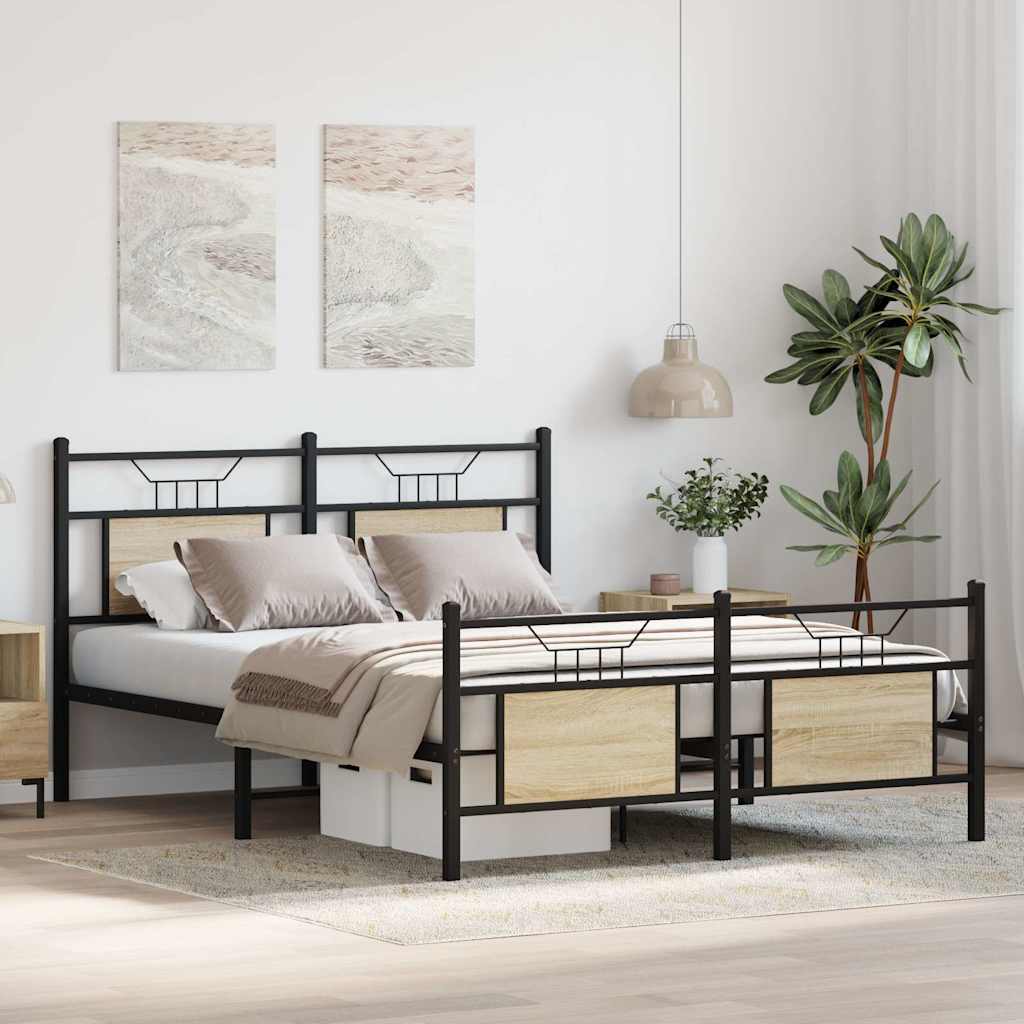 sengeramme 140x200 cm uden madras konstrueret træ sonoma-eg
