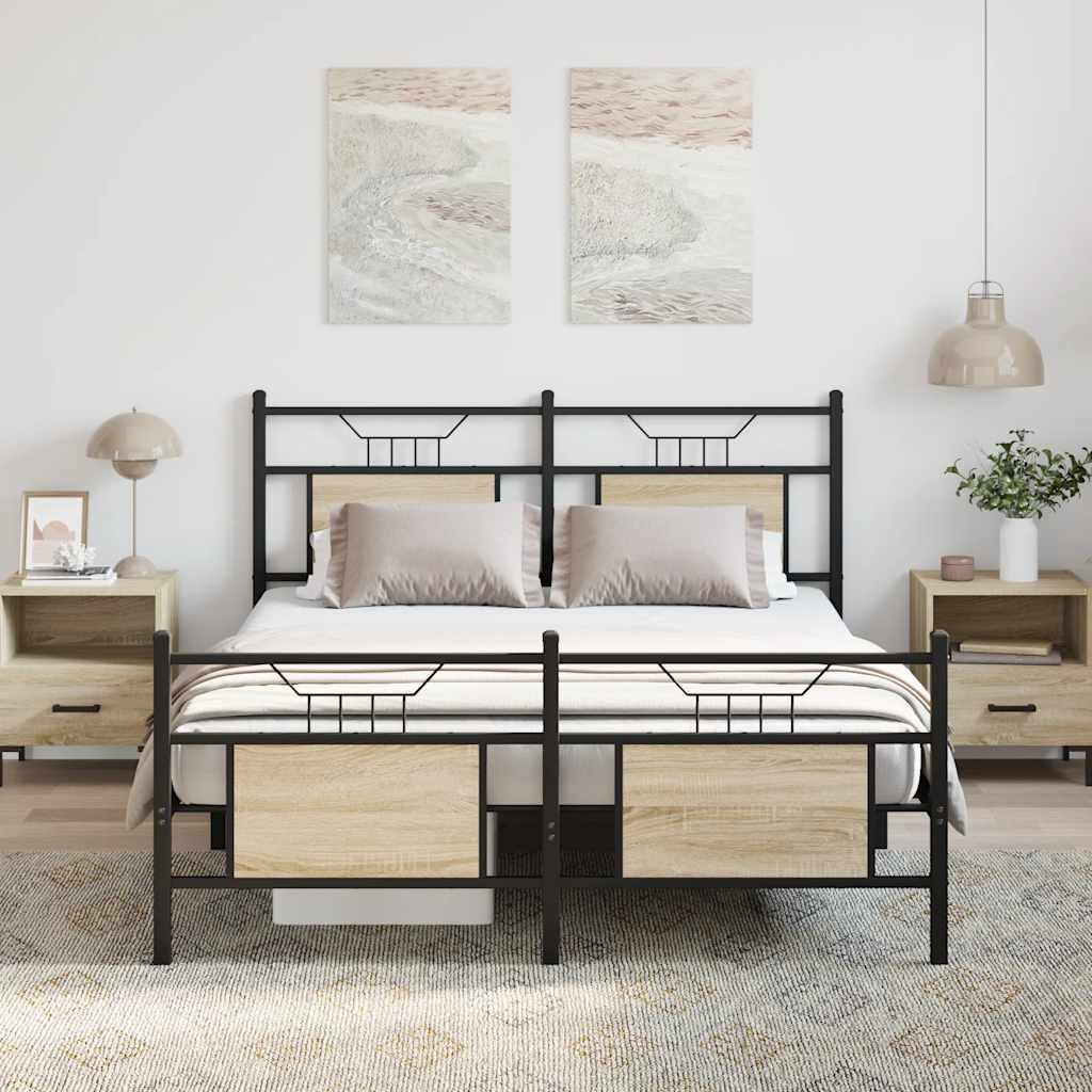 sengeramme 150x200 cm uden madras konstrueret træ sonoma-eg