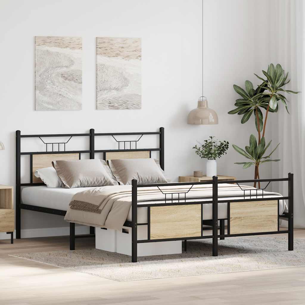 sengeramme 150x200 cm uden madras konstrueret træ sonoma-eg