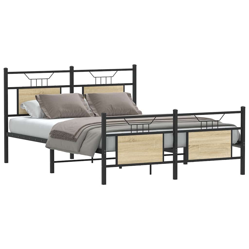 sengeramme 150x200 cm uden madras konstrueret træ sonoma-eg