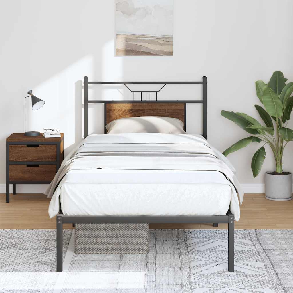 sengeramme 75x190 cm uden madras konstrueret træ brunt eg