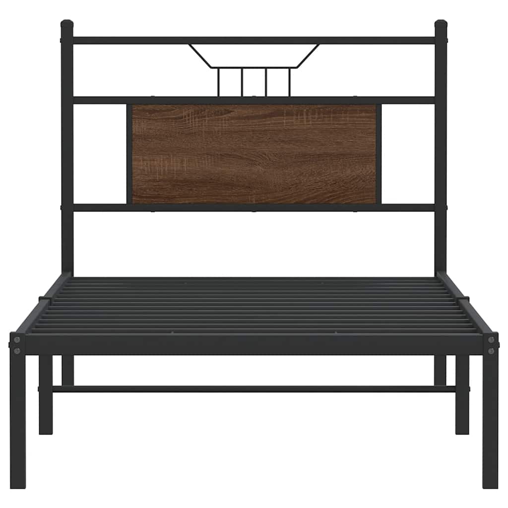 sengeramme 75x190 cm uden madras konstrueret træ brunt eg