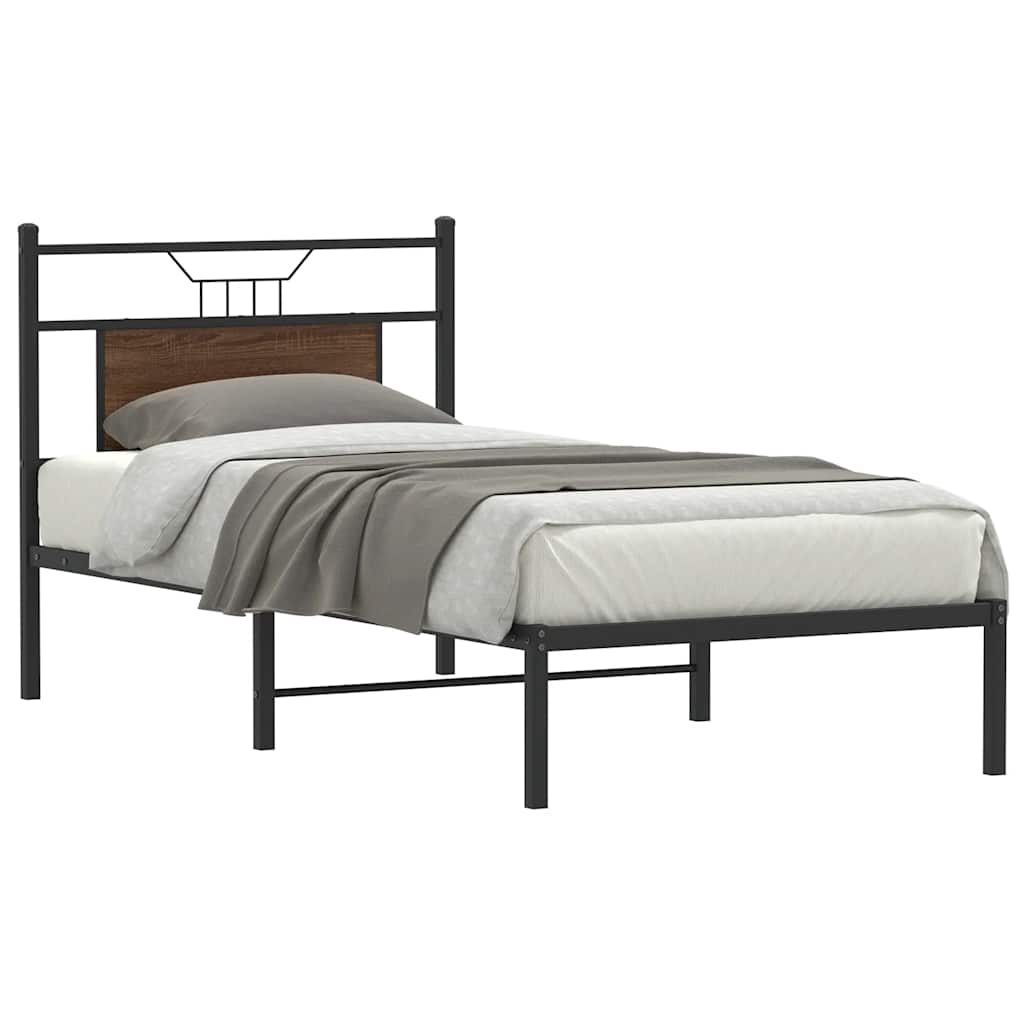 sengeramme 75x190 cm uden madras konstrueret træ brunt eg